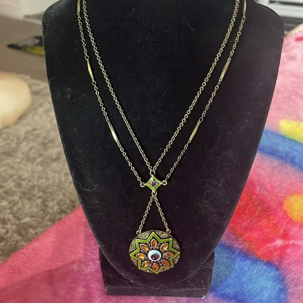Vintage Nina Ricci Elegant Multicolor Pendant Necklace